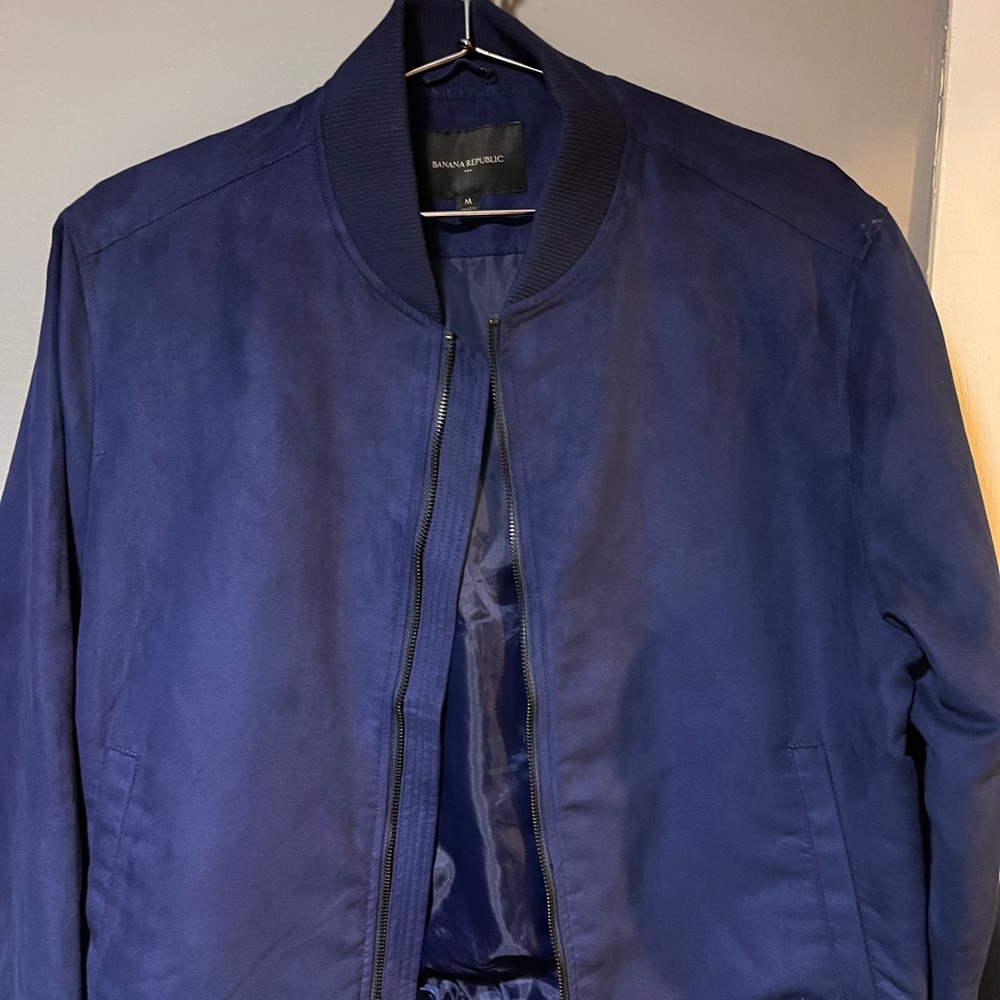 Banana Republic Blue Suede Bomber Jacket